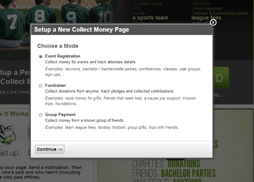 New Collect Money Page